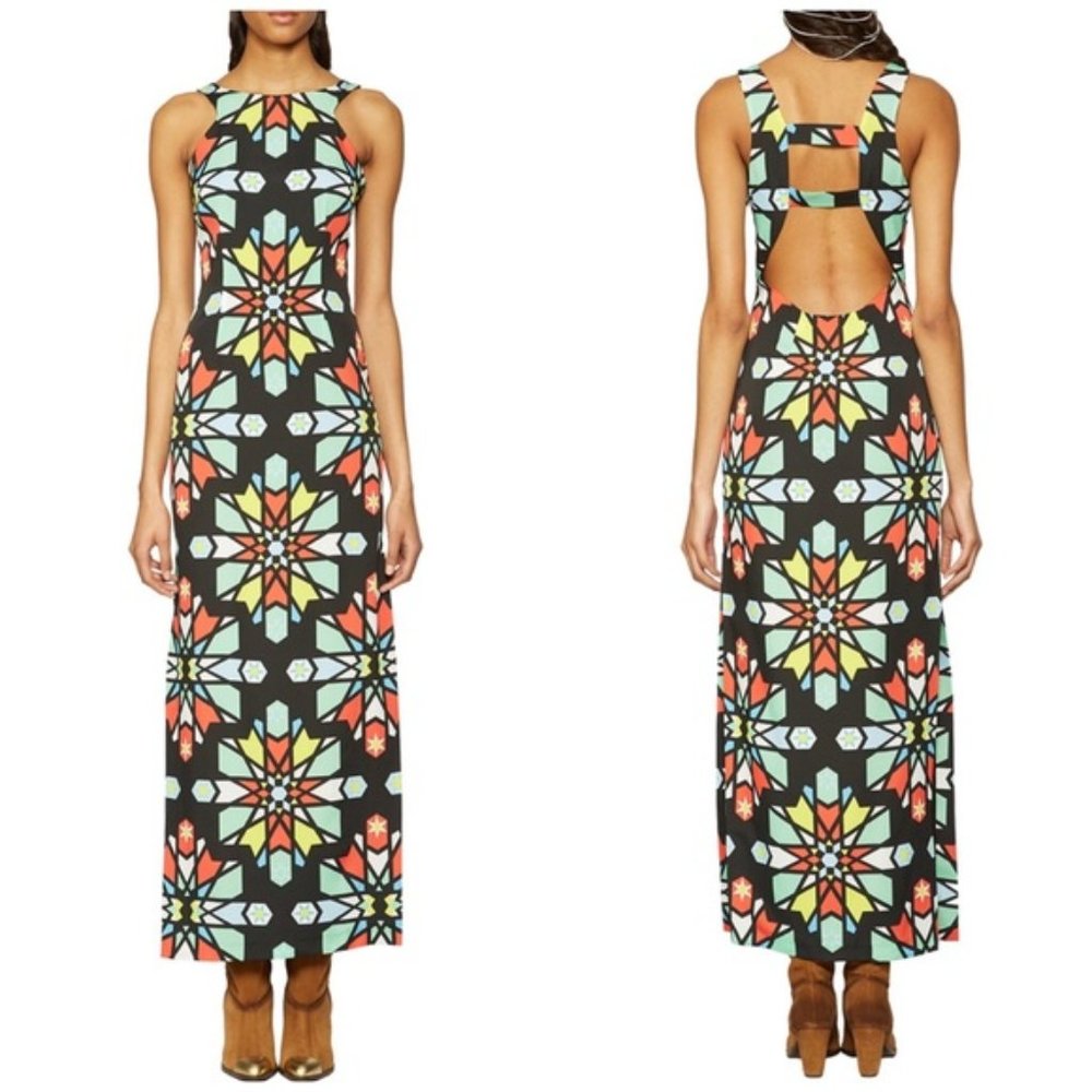 Mara Hoffman Kaleidoscope Open Strappy Back Column Maxi Dress 6
